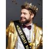 imageSWEETV Birthday King Crown and Sash Royal Gold King Crown for Men Party Decoration Prom Birthday Gifts for Men King Pageant Crown GoldGold Clear