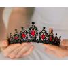 imageSWEETV Jeweled Tiaras and Crowns for Women Red Crystal Queen Crown Black Wedding Tiara for Bride Metal Birthday Quinceanera Pageant Prom HeadpiecesDelilahBlackRed