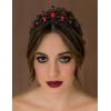 imageSWEETV Jeweled Tiaras and Crowns for Women Red Crystal Queen Crown Black Wedding Tiara for Bride Metal Birthday Quinceanera Pageant Prom HeadpiecesDelilahBlackRed