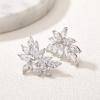 imageSWEETV Marquise Bridal Wedding Earrings for Brides Bridesmaids Crystal Cubic Zirconia Rhinestone Cluster Stud Earrings for Women PromSilver