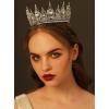 imageSWEETV Royal Queen Crown Wedding Tiara for Bride Aurora Borealis Rhinestone Tiaras and Crowns for Women Costume Headpiece for Birthday Cosplay Party CelebrationMulticoloredGoldOld Gold