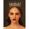 imageSWEETV Royal Queen Crown Wedding Tiara for Bride Aurora Borealis Rhinestone Tiaras and Crowns for Women Costume Headpiece for Birthday Cosplay Party CelebrationMulticoloredGoldOld Gold