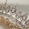 imageSWEETV Royal Queen Crown Wedding Tiara for Bride Aurora Borealis Rhinestone Tiaras and Crowns for Women Costume Headpiece for Birthday Cosplay Party CelebrationMulticoloredGoldOld Gold