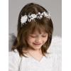 imageSWEETV Silver Flower Girl Headpiece Light Ivory Simulated Pearl Crystal Hair Accessories for Wedding Party First Communion Birthday Party Childrens Day Girls HairstyleSilver 1