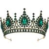 imageSWEETV Baroque Queen Crown Crystal Tiaras and Crowns for Women Halloween Costume Hair Accessories for Photo Shoot Prom Birthday PartyGreen