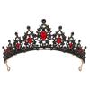 imageSWEETV Jeweled Tiaras and Crowns for Women Red Crystal Queen Crown Black Wedding Tiara for Bride Metal Birthday Quinceanera Pageant Prom HeadpiecesDelilahBlackRed