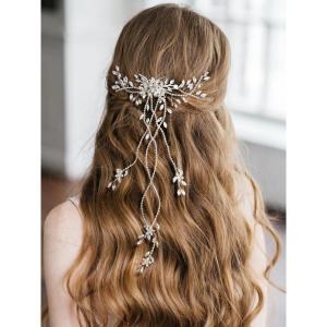 imageSWEETV Crystal Bride Wedding Hair Comb Silver Rhinestone Hair Pieces Leaf Bridal Side Combs Headpiece for Women and GirlsSliver03vine