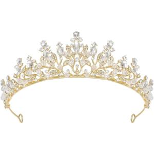 imageSWEETV Princess Tiaras and Crowns for WomenGirlsand Brides Perfect for WeddingBirthday PartyPageantsQuinceanerasPromsPhotoshoots and Special Costume Hair Styling AccessoriesGold