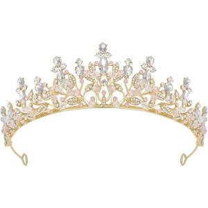 imageSWEETV Princess Tiaras and Crowns for WomenGirlsand Brides Perfect for WeddingBirthday PartyPageantsQuinceanerasPromsPhotoshoots and Special Costume Hair Styling AccessoriesGoldPink