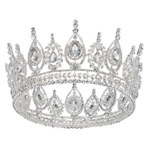 imageSWEETV Royal Queen Crown Wedding Tiara for Bride Aurora Borealis Rhinestone Tiaras and Crowns for Women Costume Headpiece for Birthday Cosplay Party CelebrationMulticoloredGold7Silver