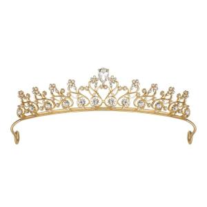 imageSWEETV Tiara Crown for Little GirlsPrincess Tiara Dress Up DiademWedding Tiara for Flower Girls Crystal Hair Accessories for Birthday Pageant Prom Party Celebration Gold