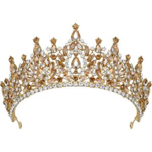 imageSWEETV Tiara Crown for Women Girls Wedding Tiara for Bride Princess Hair Accessories for Birthday Prom Party Quinceanera