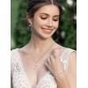 imageSWEETV Pearl Bridal Jewelry Set for Wedding Bow Necklace and Earring Sets for Women Bridal Bridesmaid Cubic Zirconia Silver Jewelry Set Wedding Prom Anniversary Jewelry GiftsSilver 03
