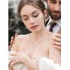 imageSWEETV Pearl Bridal Jewelry Set for Wedding Bow Necklace and Earring Sets for Women Bridal Bridesmaid Cubic Zirconia Silver Jewelry Set Wedding Prom Anniversary Jewelry GiftsSilver 03