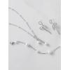 imageSWEETV Pearl Bridal Jewelry Set for Wedding Bow Necklace and Earring Sets for Women Bridal Bridesmaid Cubic Zirconia Silver Jewelry Set Wedding Prom Anniversary Jewelry GiftsSilver 03