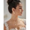 imageSWEETV Pearl Wedding Jewelry Set For Brides Cubic Zirconia Wedding Necklace and Earrings Set Elegant Bridal Jewelry Set for Women Bridesmaids PromSilver