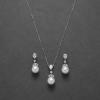 imageSWEETV Pearl Wedding Jewelry Set For Brides Cubic Zirconia Wedding Necklace and Earrings Set Elegant Bridal Jewelry Set for Women Bridesmaids PromSilver