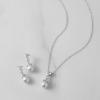 imageSWEETV Pearl Wedding Jewelry Set For Brides Cubic Zirconia Wedding Necklace and Earrings Set Elegant Bridal Jewelry Set for Women Bridesmaids PromSilver