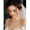 imageSWEETV Pearl Wedding Jewelry Set For Brides Cubic Zirconia Wedding Necklace and Earrings Set Elegant Bridal Jewelry Set for Women Bridesmaids PromSilver