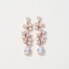 imageSWEETV Wedding Earrings for Brides Cubic Zirconia Teardrop Dangle Bridal Earrings for Wedding Bridesmaid Prom Earrings for WomenRose Gold