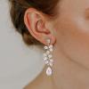 imageSWEETV Wedding Earrings for Brides Cubic Zirconia Teardrop Dangle Bridal Earrings for Wedding Bridesmaid Prom Earrings for WomenRose Gold