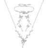 imageSWEETV Pearl Bridal Jewelry Set for Wedding Bow Necklace and Earring Sets for Women Bridal Bridesmaid Cubic Zirconia Silver Jewelry Set Wedding Prom Anniversary Jewelry GiftsSilver 04