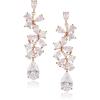 imageSWEETV Wedding Earrings for Brides Cubic Zirconia Teardrop Dangle Bridal Earrings for Wedding Bridesmaid Prom Earrings for WomenRose Gold