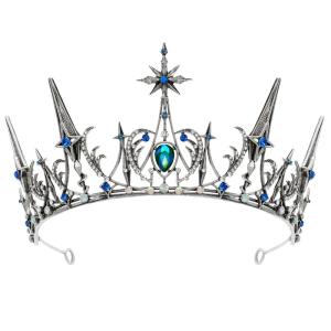 imageSWEETV Celestial Witch Crown for Women Gothic Queen Crowns Womens Dark Tiara Headband Tiaras for Cosplay Headpiece Hair Accessory for Halloween Prom Cosplay Coven LegacyStella Prophecy