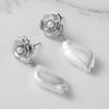 imageSWEETV Baroque Pearl Drop Earrings for Women Floral Pearl Wedding Earrings for Brides Bridal Dangle Earrings for Women Prom Party Jewelry GiftsSilver