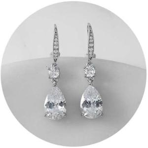 imageSWEETV Teardrop Bridal Earrings for Wedding Brides Bridesmaids Pear Shaped Dangle Drop Earrings for Women Prom Formal PartyStyle3