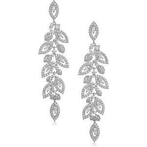 imageSWEETV Wedding Bridal Chandelier Earrings Crystal Rhinestone Drop Dangle Earrings for Women Brides02Silver