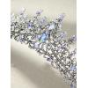 imageSWEETV Crystal Wedding Tiara for Women Royal Queen Crown Headband Rhinestone Princess Hair Accessories for Prom Birthday7purple Iridescent  Antique Silver