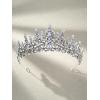 imageSWEETV Crystal Wedding Tiara for Women Royal Queen Crown Headband Rhinestone Princess Hair Accessories for Prom Birthday7purple Iridescent  Antique Silver