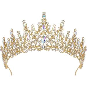 imageSWEETV Crystal Wedding Tiara for Women Royal Queen Crown Headband Rhinestone Princess Hair Accessories for Prom Birthday1Multicolored