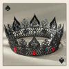 imageSWEETV King Crown for Men Spades ACE Tiara Medieval Black Diadem Metal Rhinestone Headpieces Costume Accessories for Prom Cosplay Wedding Party Birthday Halloween Black RedBlcak Red