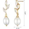 imageSWEETV Pearl Wedding Bridal Earrings for Brides Bridesmaids Pearl Drop Earrings for Women Dangling Prom Formal Party Jewelry GiftsStyle1Gold