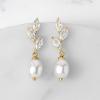 imageSWEETV Pearl Wedding Bridal Earrings for Brides Bridesmaids Pearl Drop Earrings for Women Dangling Prom Formal Party Jewelry GiftsStyle1Gold