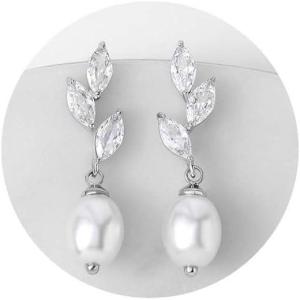 imageSWEETV Pearl Wedding Bridal Earrings for Brides Bridesmaids Pearl Drop Earrings for Women Dangling Prom Formal Party Jewelry GiftsStyle1