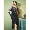 imageSWEETV Flapper Dresses 1920s Dresses for WomenCrew Neck Great Gatsby Dresses with Sleeve Roaring 20s Dress for Harlem NightsBlack