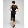imageSWEETV Flapper Dresses 1920s Dresses for WomenCrew Neck Great Gatsby Dresses with Sleeve Roaring 20s Dress for Harlem NightsBlack