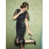 imageSWEETV Flapper Dresses 1920s Dresses for WomenCrew Neck Great Gatsby Dresses with Sleeve Roaring 20s Dress for Harlem NightsBlackcolorful