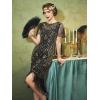 imageSWEETV Flapper Dresses 1920s Dresses for WomenCrew Neck Great Gatsby Dresses with Sleeve Roaring 20s Dress for Harlem NightsBlackgold