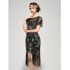 imageSWEETV Flapper Dresses 1920s Dresses for WomenCrew Neck Great Gatsby Dresses with Sleeve Roaring 20s Dress for Harlem NightsBlackgold