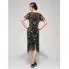 imageSWEETV Flapper Dresses 1920s Dresses for WomenCrew Neck Great Gatsby Dresses with Sleeve Roaring 20s Dress for Harlem NightsBlackgold