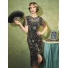 imageSWEETV Flapper Dresses 1920s Dresses for WomenCrew Neck Great Gatsby Dresses with Sleeve Roaring 20s Dress for Harlem NightsBlackgold