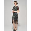 imageSWEETV Flapper Dresses 1920s Dresses for WomenCrew Neck Great Gatsby Dresses with Sleeve Roaring 20s Dress for Harlem NightsGreen