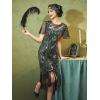 imageSWEETV Flapper Dresses 1920s Dresses for WomenCrew Neck Great Gatsby Dresses with Sleeve Roaring 20s Dress for Harlem NightsGreen