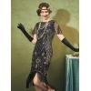 imageSWEETV Great Gatsby Lace Neck Flapper Dress  1920s Dress for Women With Sleeve  Roaring 20s CostumeBlackgold