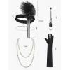 imageSWEETV Womens 1920s Flapper DressV Neck Great Gatsby Fringe Cocktail Dress with 20s Accessories SetRoaring 20s CostumeBlack