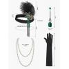 imageSWEETV Womens 1920s Flapper DressV Neck Great Gatsby Fringe Cocktail Dress with 20s Accessories SetRoaring 20s CostumeGreen
